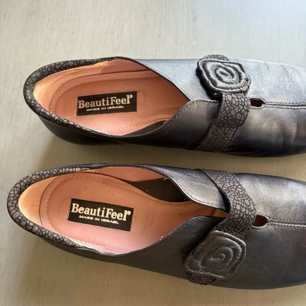 Beautifeel Leather Slip-On Black Loafer Flat Ivy Ballerina Women EU 38 Rose